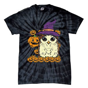 Halloween Leopard Owl Pumpkin Cute Bird Tie-Dye T-Shirt