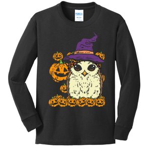 Halloween Leopard Owl Pumpkin Cute Bird Kids Long Sleeve Shirt