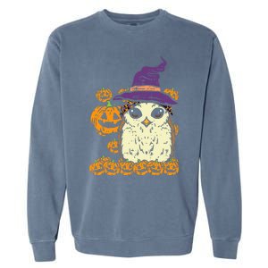 Halloween Leopard Owl Pumpkin Cute Bird Garment-Dyed Sweatshirt