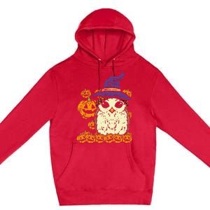 Halloween Leopard Owl Pumpkin Cute Bird Premium Pullover Hoodie