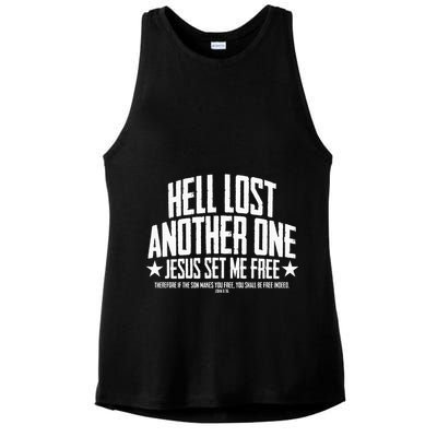 Hell Lost One Jesus Set Me Free John 836 Another Christian Ladies PosiCharge Tri-Blend Wicking Tank
