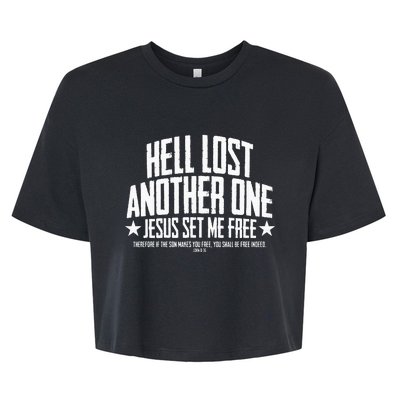 Hell Lost One Jesus Set Me Free John 836 Another Christian Bella+Canvas Jersey Crop Tee