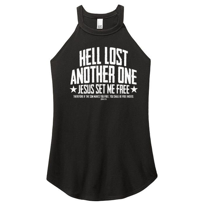 Hell Lost One Jesus Set Me Free John 836 Another Christian Women’s Perfect Tri Rocker Tank