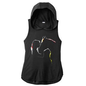 Horse Lover Outline Cute Gift Ladies PosiCharge Tri-Blend Wicking Draft Hoodie Tank