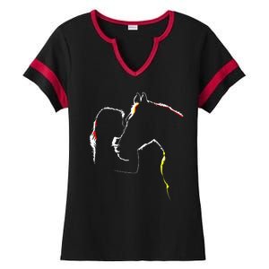 Horse Lover Outline Cute Gift Ladies Halftime Notch Neck Tee