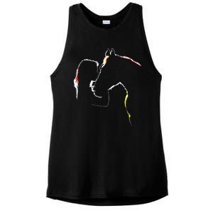 Horse Lover Outline Cute Gift Ladies PosiCharge Tri-Blend Wicking Tank