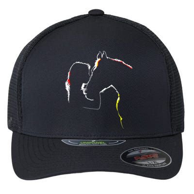 Horse Lover Outline Cute Gift Flexfit Unipanel Trucker Cap