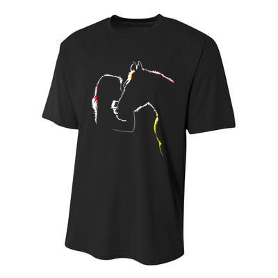 Horse Lover Outline Cute Gift Youth Performance Sprint T-Shirt