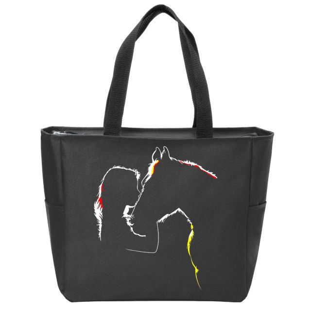 Horse Lover Outline Cute Gift Zip Tote Bag