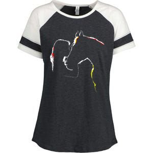 Horse Lover Outline Cute Gift Enza Ladies Jersey Colorblock Tee