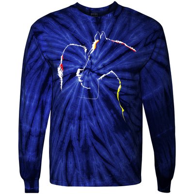 Horse Lover Outline Cute Gift Tie-Dye Long Sleeve Shirt