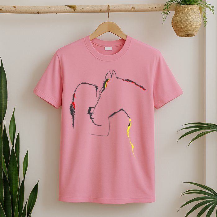 Horse Lover Outline Cute Gift T-Shirt