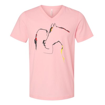 Horse Lover Outline Cute Gift V-Neck T-Shirt