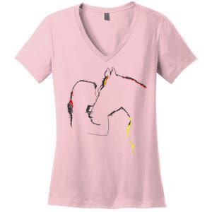 Horse Lover Outline Cute Gift Women's V-Neck T-Shirt