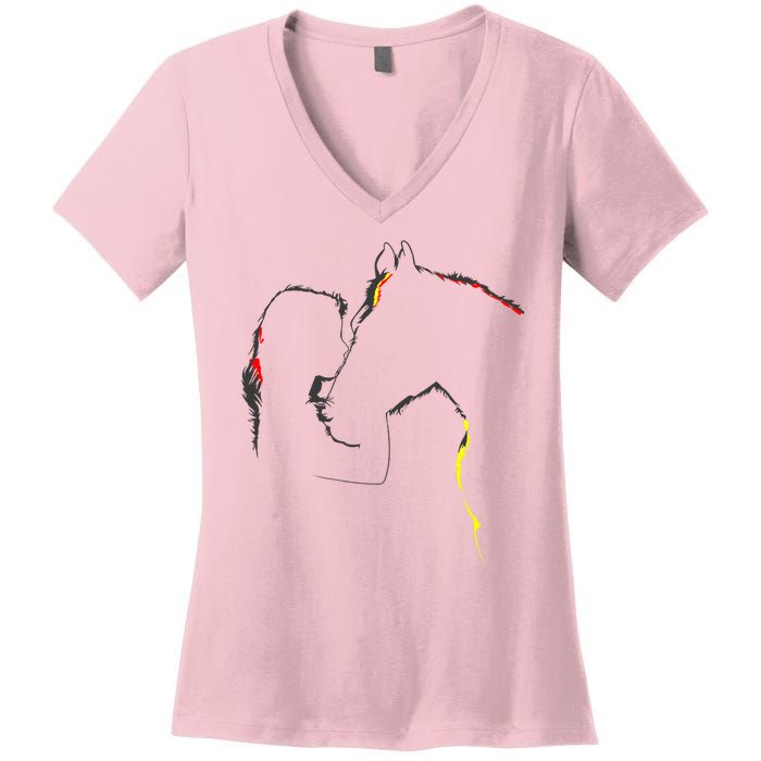 Horse Lover Outline Cute Gift Women's V-Neck T-Shirt