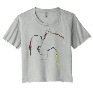 Horse Lover Outline Cute Gift Women's Crop Top Tee