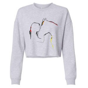 Horse Lover Outline Cute Gift Cropped Pullover Crew