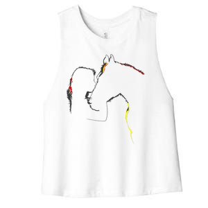 Horse Lover Outline Cute Gift Women's Racerback Cropped Tank