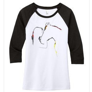 Horse Lover Outline Cute Gift Women's Tri-Blend 3/4-Sleeve Raglan Shirt