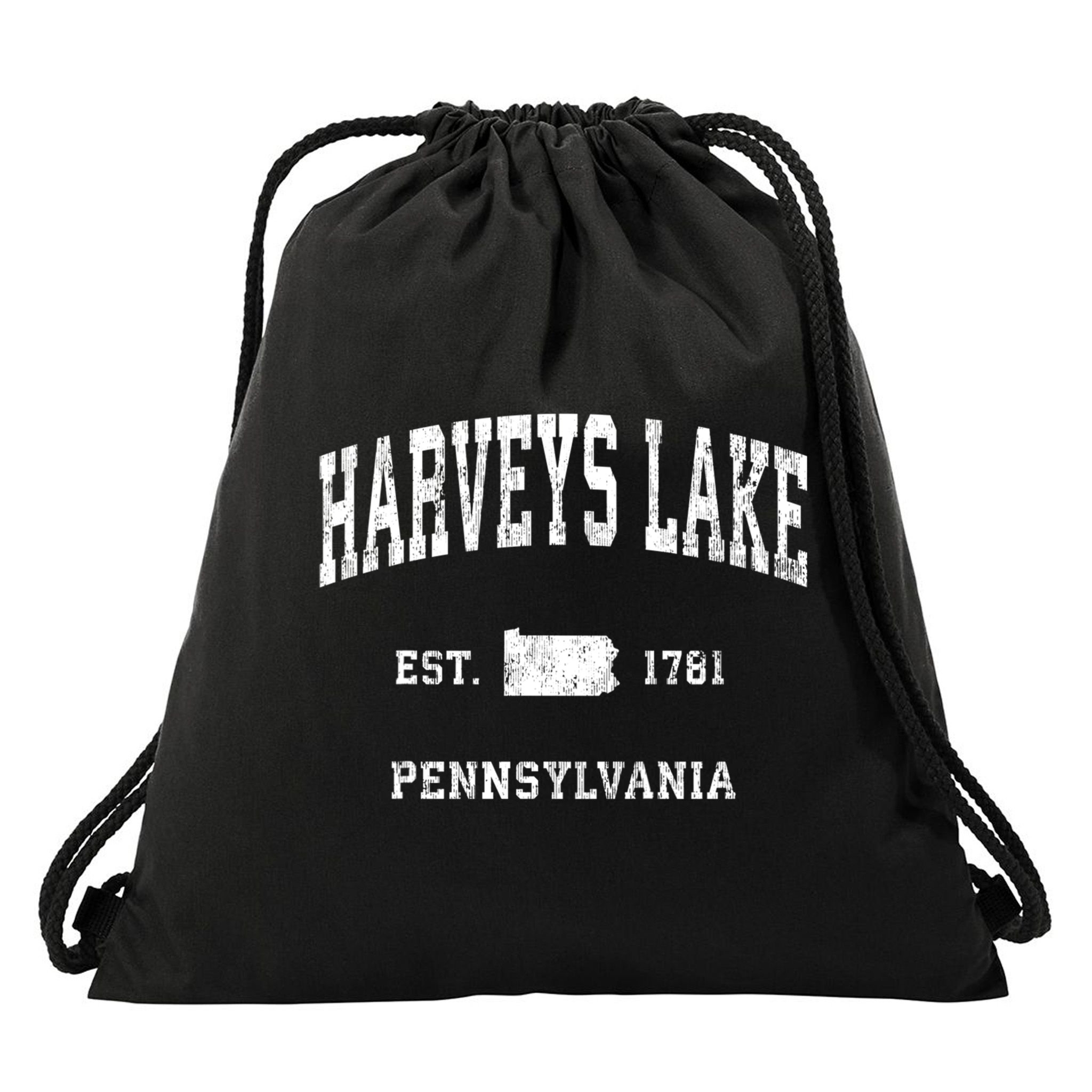 Harveys Lake Pennsylvania Pa Vintage Established Athletic Sports Drawstring Bag