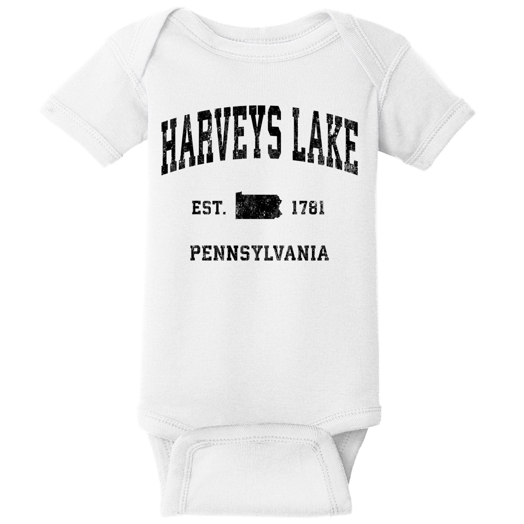 Harveys Lake Pennsylvania Pa Vintage Established Athletic Sports Baby Bodysuit