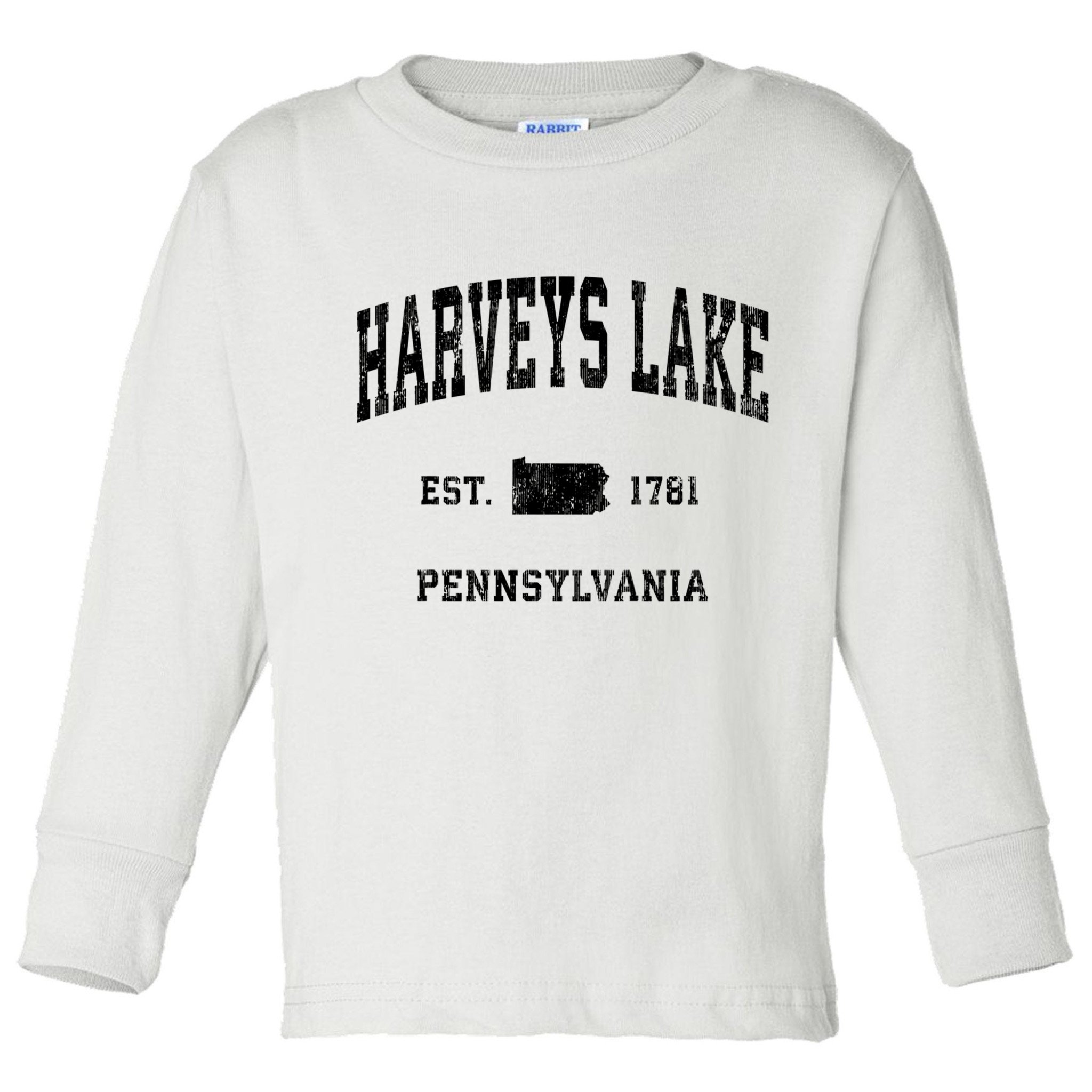 Harveys Lake Pennsylvania Pa Vintage Established Athletic Sports Toddler Long Sleeve Shirt