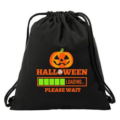 Halloween Loading Please Wait Pumpkin Drawstring Bag