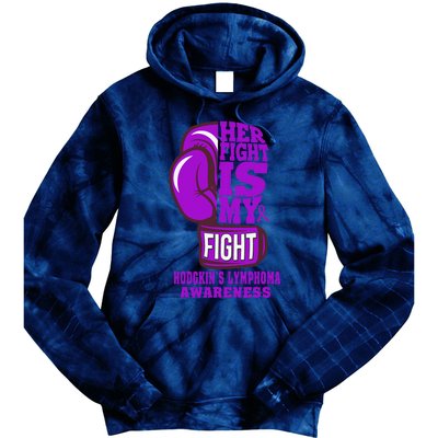 HodgkinS Lymphoma Purple Boxing Her Fight Is My Fight Tie Dye Hoodie