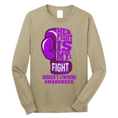 HodgkinS Lymphoma Purple Boxing Her Fight Is My Fight Long Sleeve Shirt