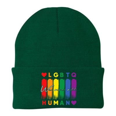 Human Lgbtq Pride Month Rainbow Knit Cap Winter Beanie