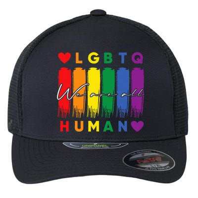 Human Lgbtq Pride Month Rainbow Flexfit Unipanel Trucker Cap