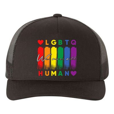 Human Lgbtq Pride Month Rainbow Yupoong Adult 5-Panel Trucker Hat