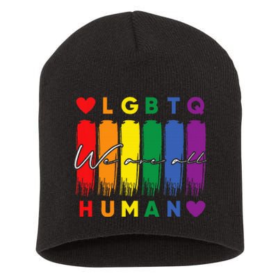 Human Lgbtq Pride Month Rainbow Short Acrylic Beanie