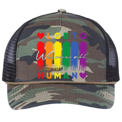 Human Lgbtq Pride Month Rainbow Retro Rope Trucker Hat Cap