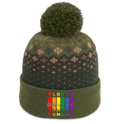 Human Lgbtq Pride Month Rainbow The Baniff Cuffed Pom Beanie