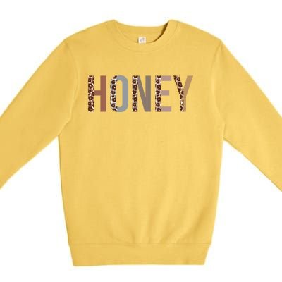 Honey Leopard Print Mom Cute Mothers Day Funny Grandma Gift Premium Crewneck Sweatshirt