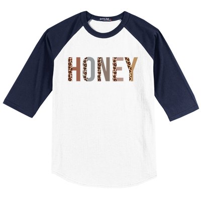 Honey Leopard Print Mom Cute Mothers Day Funny Grandma Gift Baseball Sleeve Shirt