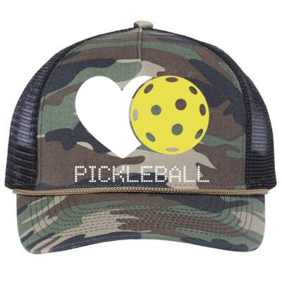 Heart Love Pickleball Gift Retro Rope Trucker Hat Cap