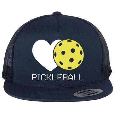 Heart Love Pickleball Gift Flat Bill Trucker Hat