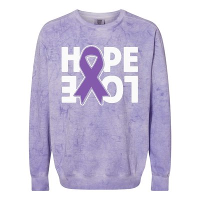 Hope Love Purple Ribbon Alzheimer´s Awareness Colorblast Crewneck Sweatshirt