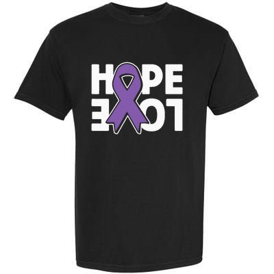 Hope Love Purple Ribbon Alzheimer´s Awareness Garment-Dyed Heavyweight T-Shirt