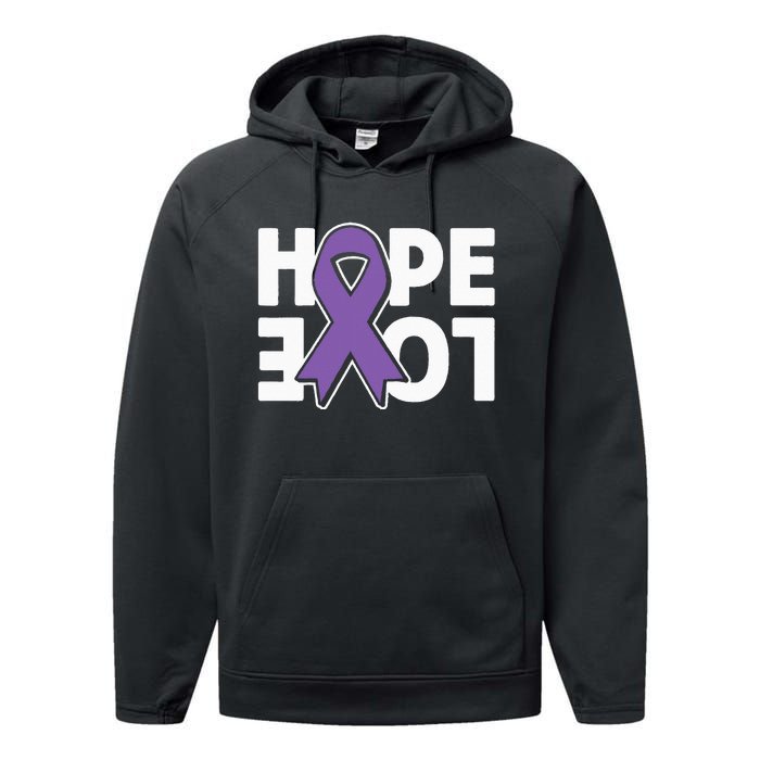 Hope Love Purple Ribbon Alzheimer´s Awareness Performance Fleece Hoodie