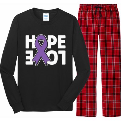 Hope Love Purple Ribbon Alzheimer´s Awareness Long Sleeve Pajama Set