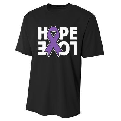 Hope Love Purple Ribbon Alzheimer´s Awareness Performance Sprint T-Shirt