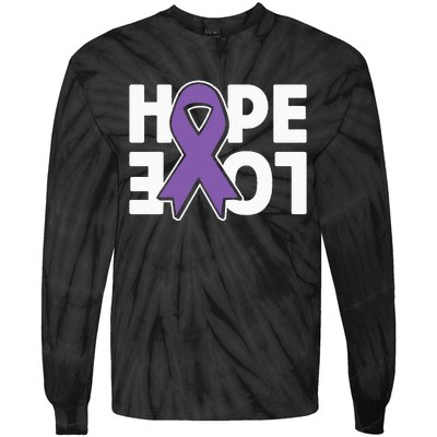 Hope Love Purple Ribbon Alzheimer´s Awareness Tie-Dye Long Sleeve Shirt