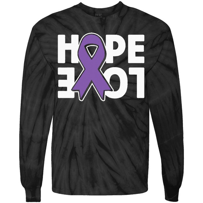 Hope Love Purple Ribbon Alzheimer´s Awareness Tie-Dye Long Sleeve Shirt