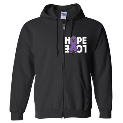 Hope Love Purple Ribbon Alzheimer´s Awareness Full Zip Hoodie