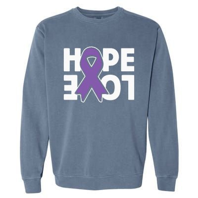 Hope Love Purple Ribbon Alzheimer´s Awareness Garment-Dyed Sweatshirt