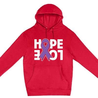 Hope Love Purple Ribbon Alzheimer´s Awareness Premium Pullover Hoodie