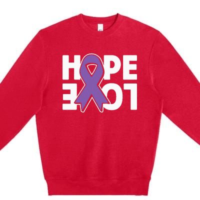 Hope Love Purple Ribbon Alzheimer´s Awareness Premium Crewneck Sweatshirt